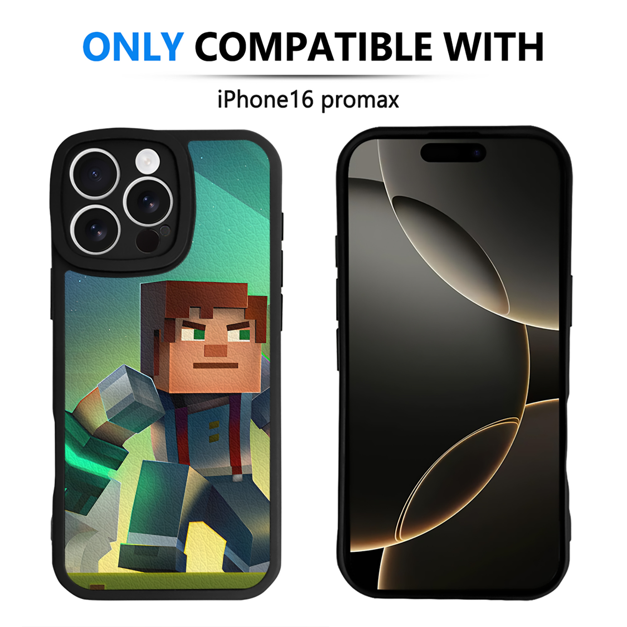 （画像用） マインクラフト ブロックの世界 Minecraft MC Block world 【iPhone 16シリーズ対応】シリコンスマホケース（レザー調） 材質：シリコン